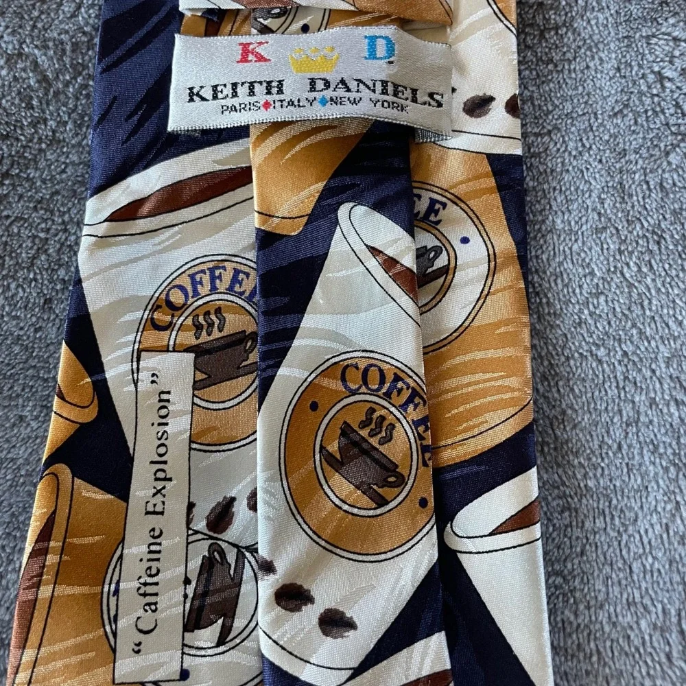 Keith Daniels Coffee Cup Silk Tie Mens Novelty Drink Pattern classic‎ Necktie